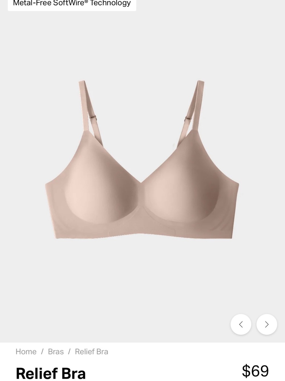 EBY NUDE Relief Bra - Nude Soft Wireless Comfort